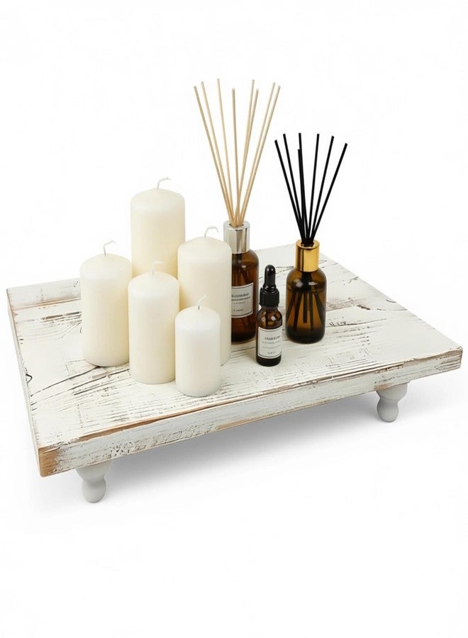 Varku Wood Riser, 13.4 x 9.4 x 2.4 in Rustic Wooden Riser Decorative Tray Farmhouse Pedestal Stand, Distressed Wood Decorative Tray, Wooden Display Stand for Kitchen, Bathroom, Coffee Table Decor - Image 1
